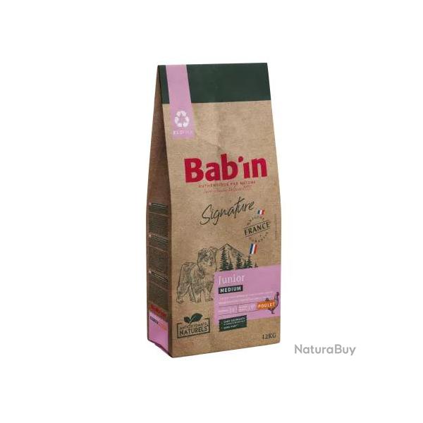 1 paquet de 12 kg de croquettes au poulet pour chiots - Bab'in Medium Junior