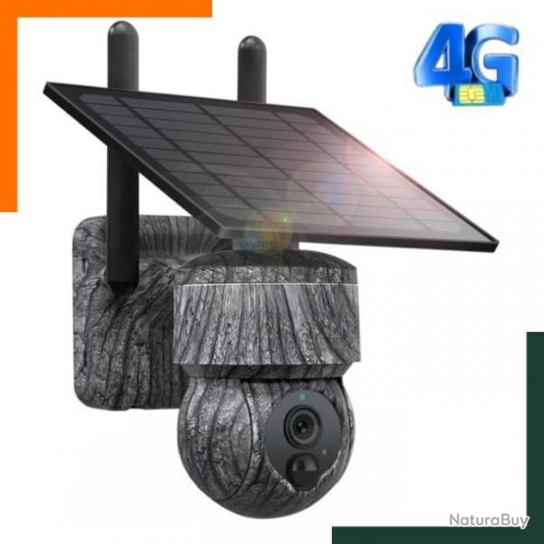 Camra de chasse 4G solaire rotative  360 - Vision nocturne et dtection de mouvement - Etanche