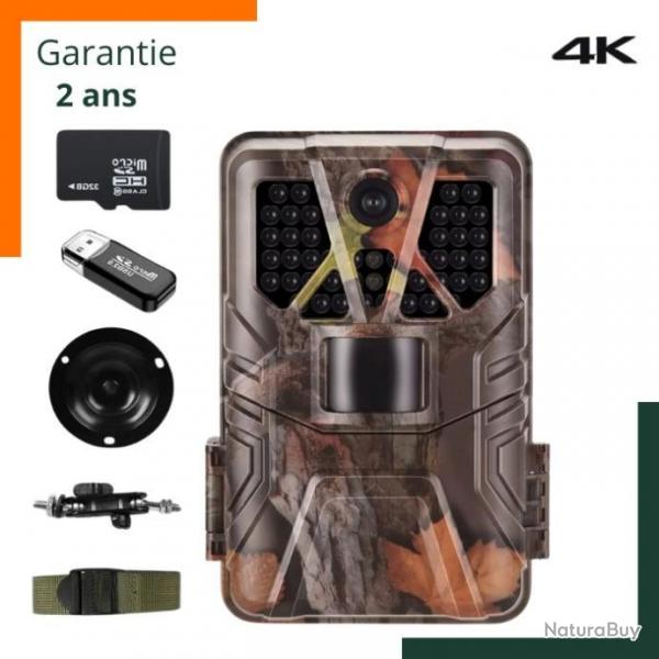 Camra de Chasse 4K UHD - 44 LED 940nm - 0,2s - Angle 120 - Carte 32go - Garantie 2 ans