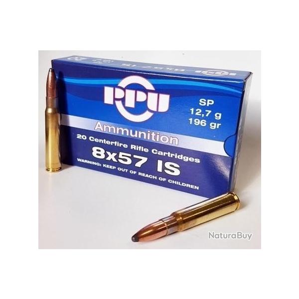 Cartouche Partizan / cal. 8x57 JS - Soft Point 12,7 g / 196 gr