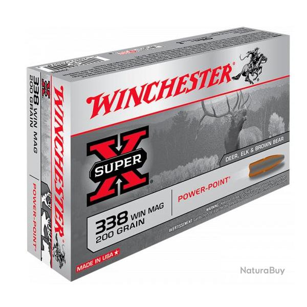 Cartouche Winchester / cal. 338 Win Mag. - Super X - PP 13 g / 200 gr