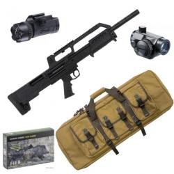 Pack Fusil à pompe Hatsan Escort Bulltac + Point rouge + Fourreau + Cartouches + lampe