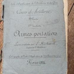 Cours d'artillerie 1894Armes Portatives Armes à feu et armes blanches