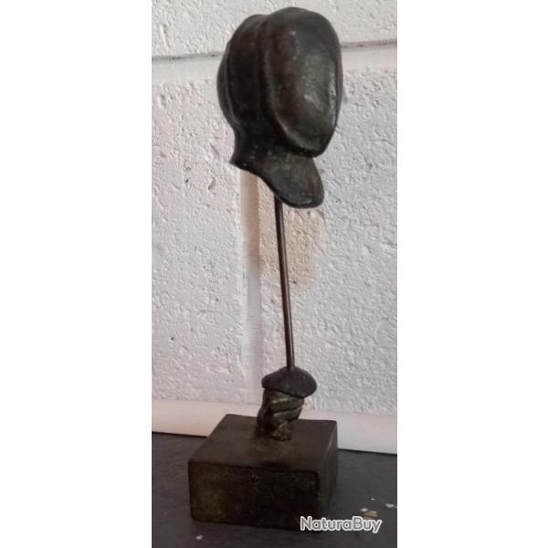 Cadeau - Bronze unique Escrime - Main arme et Masque - 18 cm