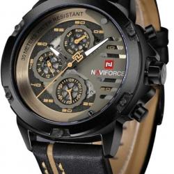 Hommes Montres Sport Militaires Mode Etanche en Cuir Analogique Quartz Montre Bracelet