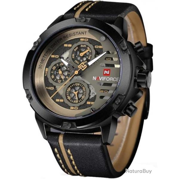 Hommes Montres Sport Militaires Mode Etanche en Cuir Analogique Quartz Montre Bracelet