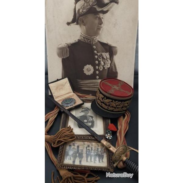 ENSEMBLE DU GENERAL DE DIVISION LIBAUD KEPI MODELE 1931 EPEE DECORATIONS PORTRAITS 1925 - 1945 - FRA