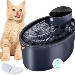 Fontaine Eau Chat sans Fil 2,5L Detecteur de Mouvement 4000mAh Rechargeable Batterie Silencieux Dist