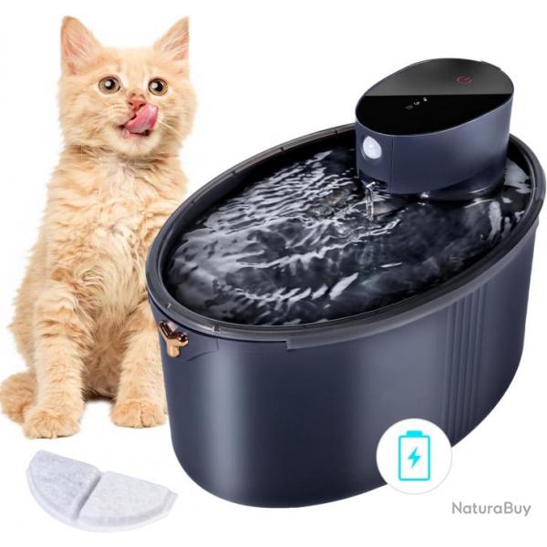 Fontaine Eau Chat sans Fil 2,5L Detecteur de Mouvement 4000mAh Rechargeable Batterie Silencieux Dist