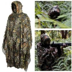 Poncho à capuche camouflage 3D ghillie