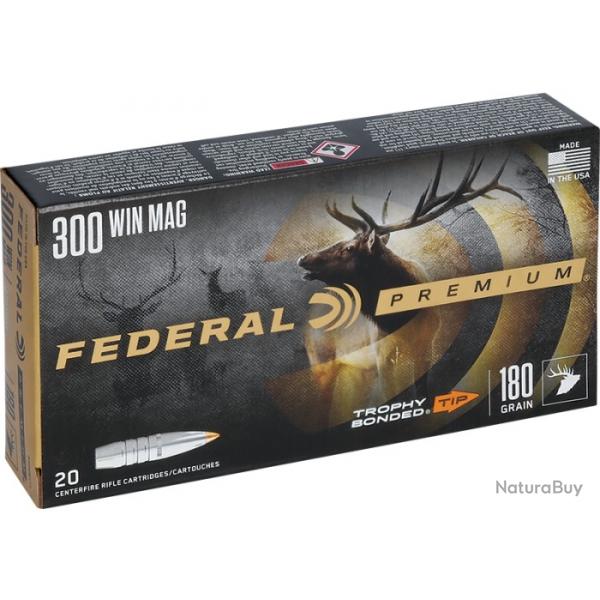 1 Boite de Balles Federal 300 Win Mag 180Gr - Premium Ogive Trophy Bonded Tip