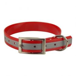 Collier biothane réfléchissant 25mm Rouge 55 cm