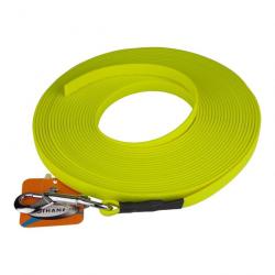 Longe BIOTHANE BETA plate 13 mm jaune fluo 10 m AVEC poignée