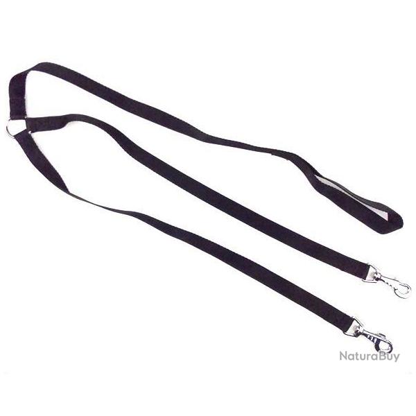 Laisse 2 chiens nylon classic 70 cm noir M / L (25mm )