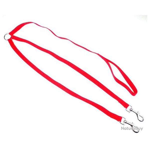 Laisse 2 chiens nylon classic 70 cm rouge S / M (20 mm )