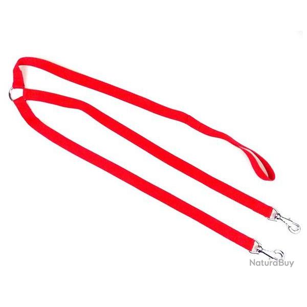 Laisse 2 chiens nylon classic 70 cm rouge M / L (25mm )