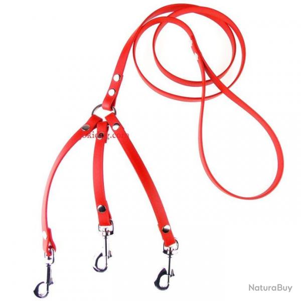 Laisse BIO-BETA 3 chiens XS ROUGE