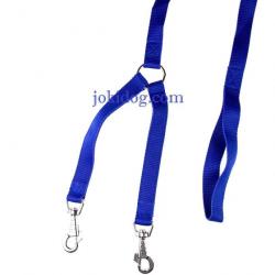 Laisse 2 chiens NYLON CLASSIC bleu L