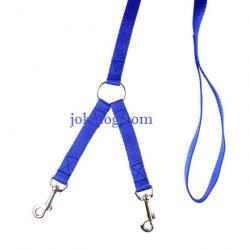 Laisse 2 chiens NYLON CLASSIC bleu S