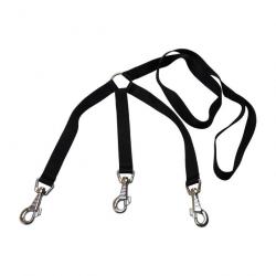 Laisse 3 chiens NYLON CLASSIC noir L