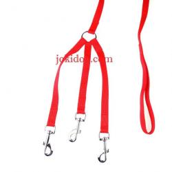 Laisse 3 chiens NYLON CLASSIC rouge M