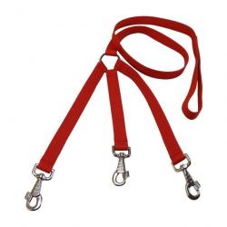 Laisse 3 chiens NYLON CLASSIC rouge L