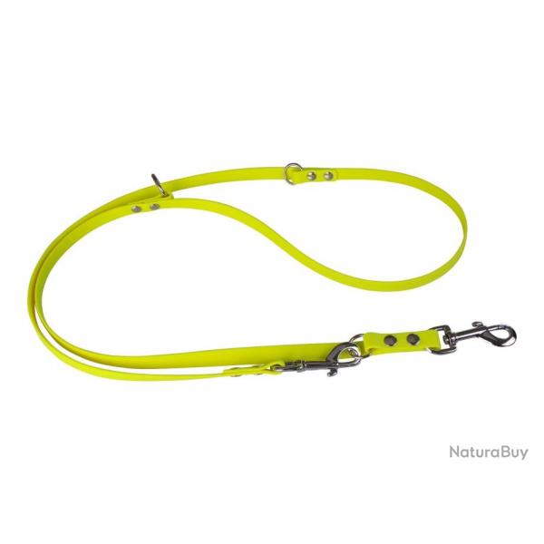 Laisse Rglable BIOTHANE 16mm jaune fluo 2,40 m