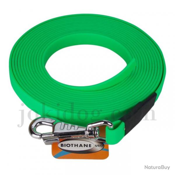 longe biothane beta plate 16 mm Vert fluo 5 m AVEC poigne