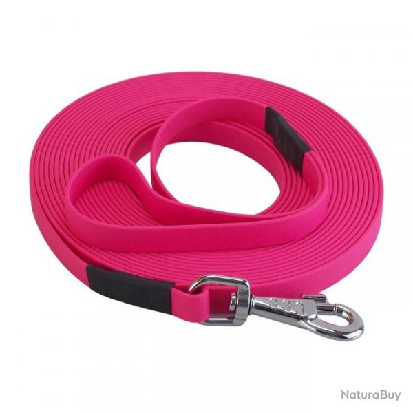 longe biothane beta plate 16 mm 3 m AVEC poigne rose passion