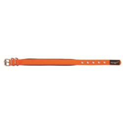 Collier luxe doublure souple orange fluo T1:40 x 2 cm (cou de 27 à 35 cm)