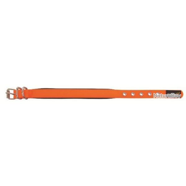 Collier luxe doublure souple orange fluo T1:40 x 2 cm (cou de 27  35 cm)