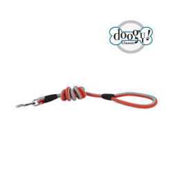 Laisse corde fluo orange et bleu doogy T2-1,20 m x 14 mm