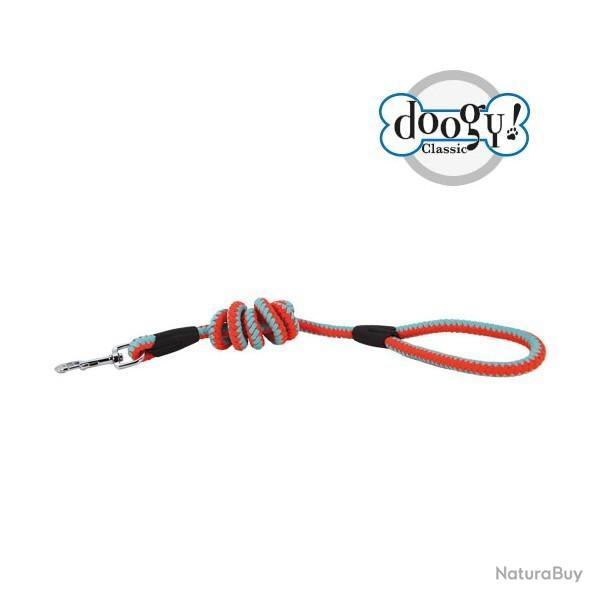 Laisse corde fluo orange et bleu doogy T2-1,20 m x 14 mm