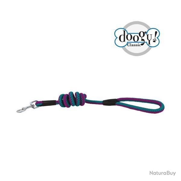 Laisse corde fluo turquoise et violet doogy T2-1,20 m x 14 mm