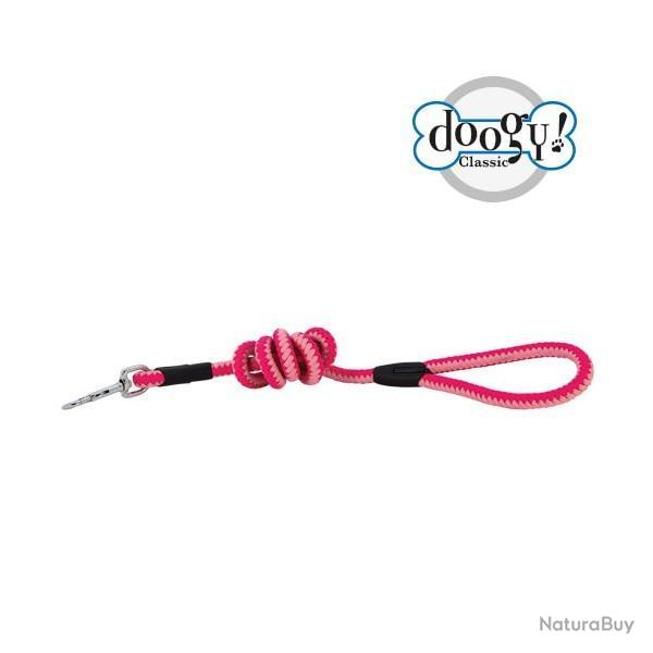 Laisse corde fluo rose et fuchia doogy T1-1,20 m x 10 mm