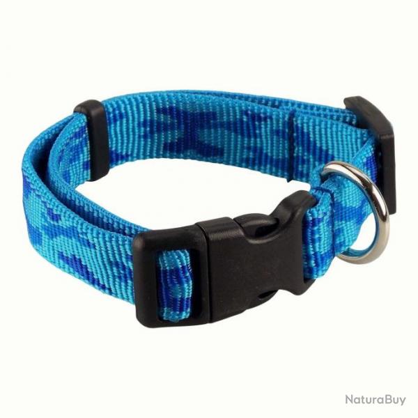 Collier nylon Camo bleu T1