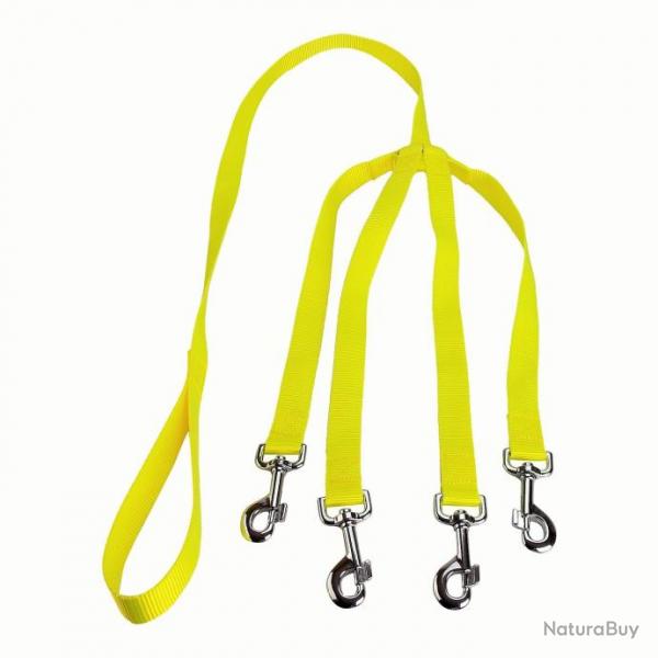 laisse 4 chiens nylon jaune jokidog