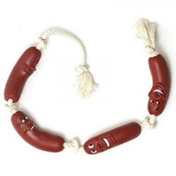 Jouet vinyl saucisse sur corde 70 cm