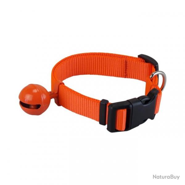 collier nylon orange fluo avec grelot - jokidog