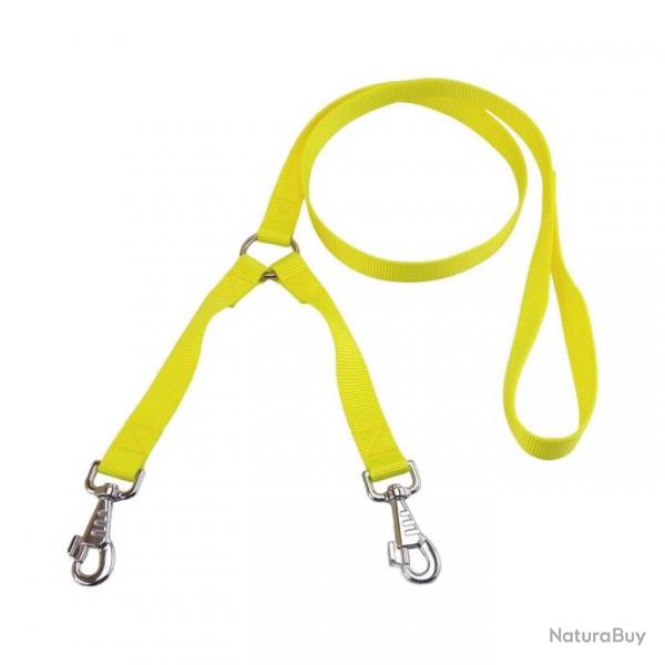 laisse double nylon jaune jokidog 30 cm