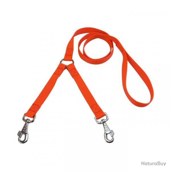 laisse double nylon orange jokidog 25 cm