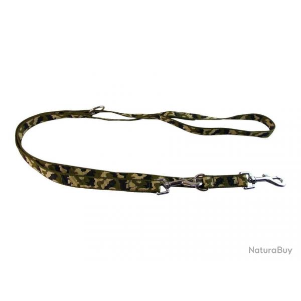 laisse 3 points nylon camo vert 20 mm 2 m