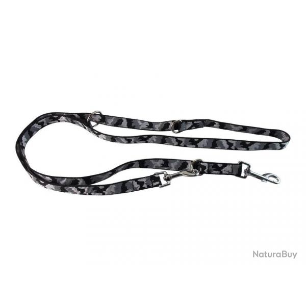 laisse 3 points nylon camo noir 20 mm 2 m