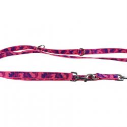 laisse 3 points nylon camo rose 20 mm 2 m