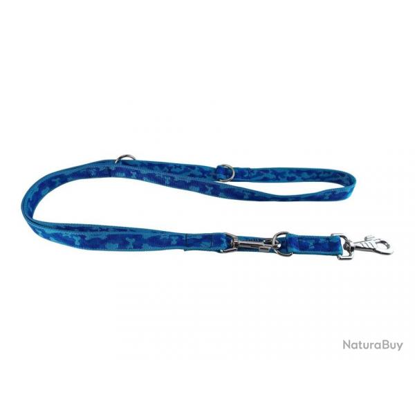 laisse 3 points nylon camo bleu 25 mm 2 m