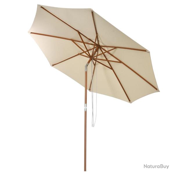 Parasol inclinable diamtre 3 m toile polyester impermable avec cordon de serrage 8 baleines venti