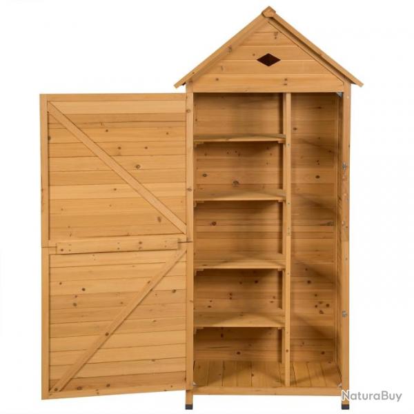 Abri de jardin extrieur  5 etagres cabane verrouillable en bois de sapin toit en tle galvanise