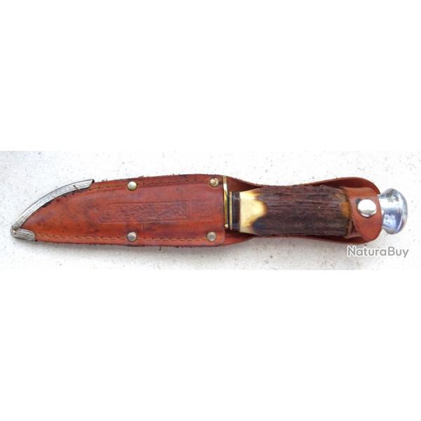 COUTEAU DE CHASSE OTHELLO SOLINGEN GERMANY / ANTON WINGEN Jr SOLINGEN GERMANY " VINTAGE 1950/60 CERF