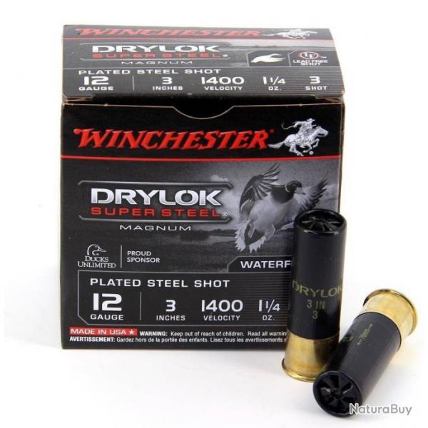 CARTOUCHE WINCHESTER DRYLOK - 12/76 - 35grammes - PLOMBS ACIER cuivres NBB (4.5MM) - X25