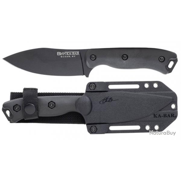 Couteau KA-BAR Becker Nessmuk Lame Acier Carbone 1095 Black Manche Ultramid Etui Made USA BKR19BK